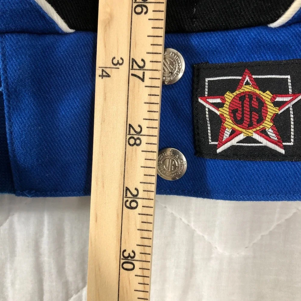 JH Design‎ NASCAR Jacket Men's 2XL XXL Black Blue Red Flag Logo Racing Coat
